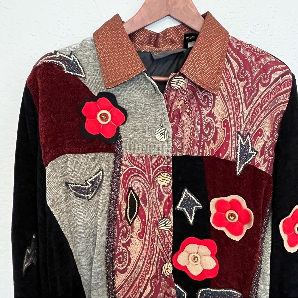 Alex Kim by Allure Vintage Boho Patchwork Button Down Jacket or Blazer Size XL - Picture 3 of 16
